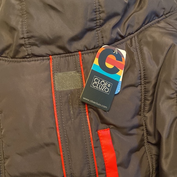 🎃NWT Cloe Cluzo Size L Charcoal Gray Dog Coat Utility Jacket with Fur Trim Hood - Picture 3 of 5